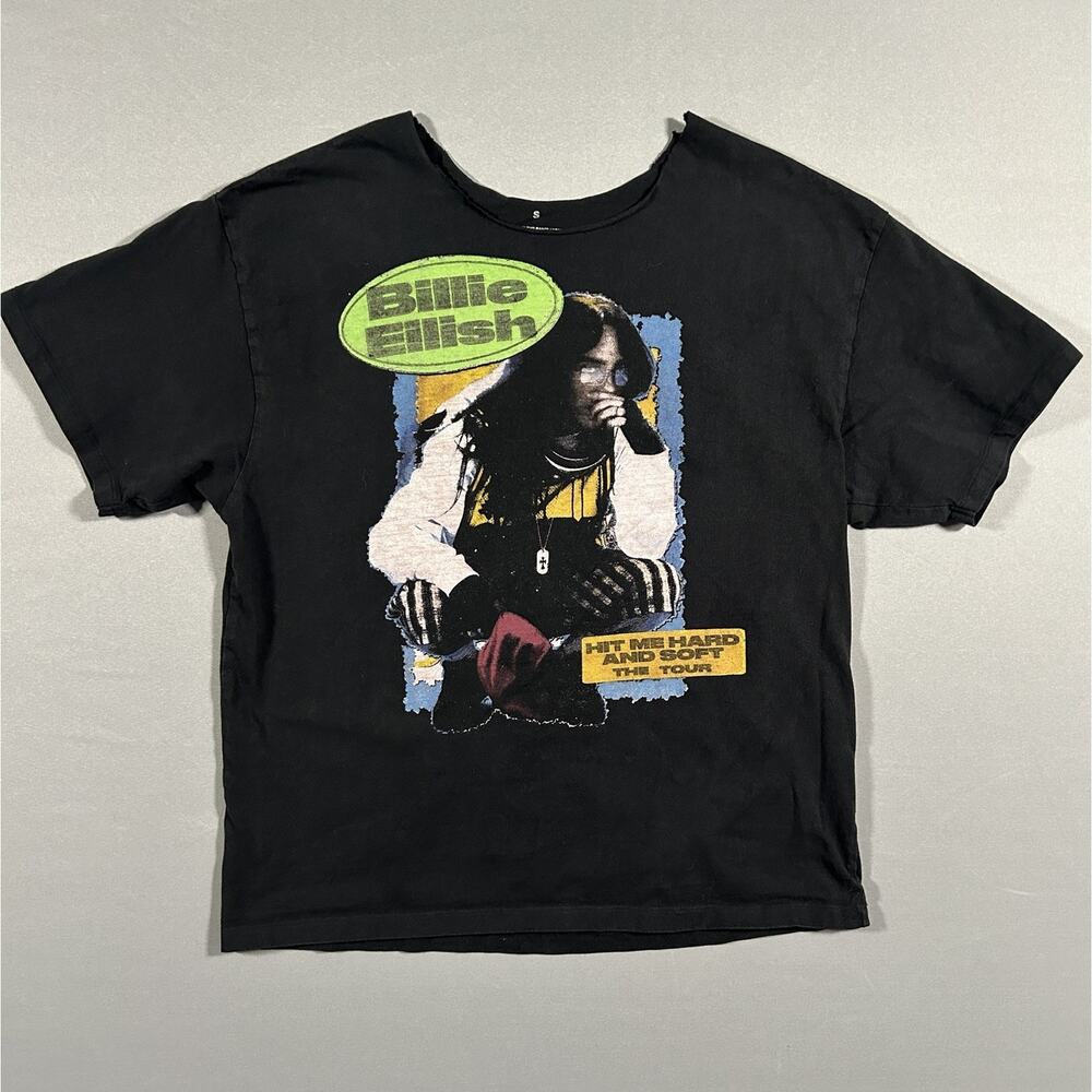 Billie Eilish Graphic Tee 2024 Tour T-Shirt Hit Me Hard And Soft Black Small